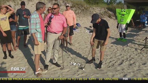 Town Takeover: Bob works on his golf swing in Brigantine