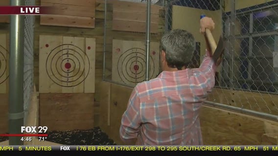 Bob Kelly tries axe throwing at Steel Pier in Atlantic City