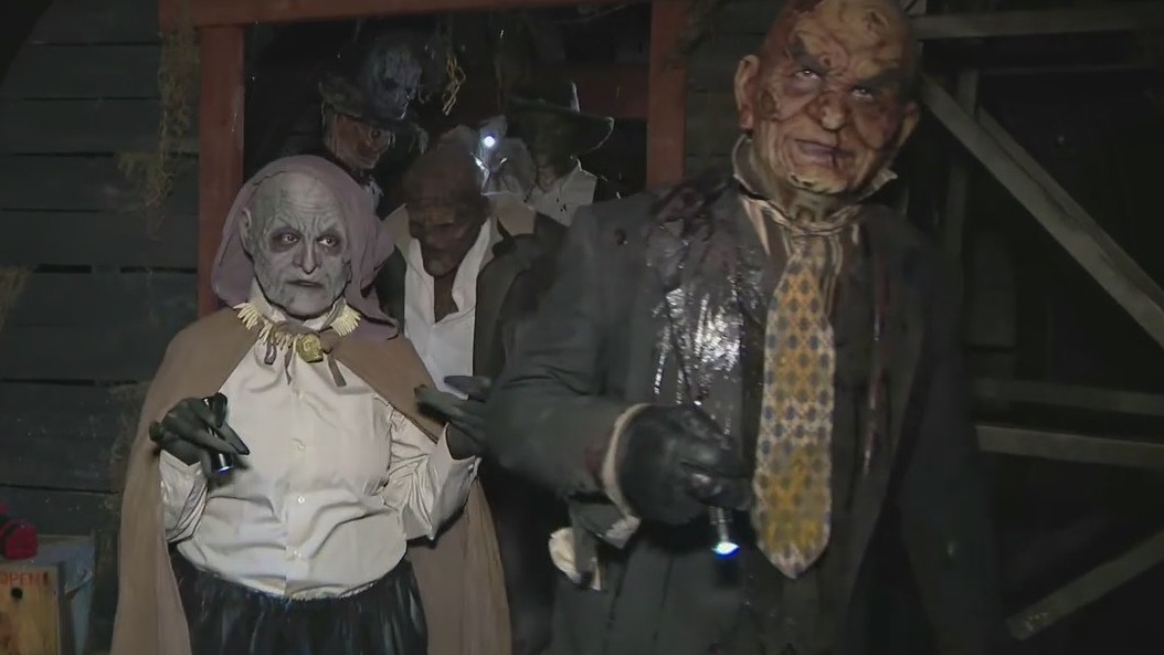 Halloween safety demonstration at 13th Floor Haunted House