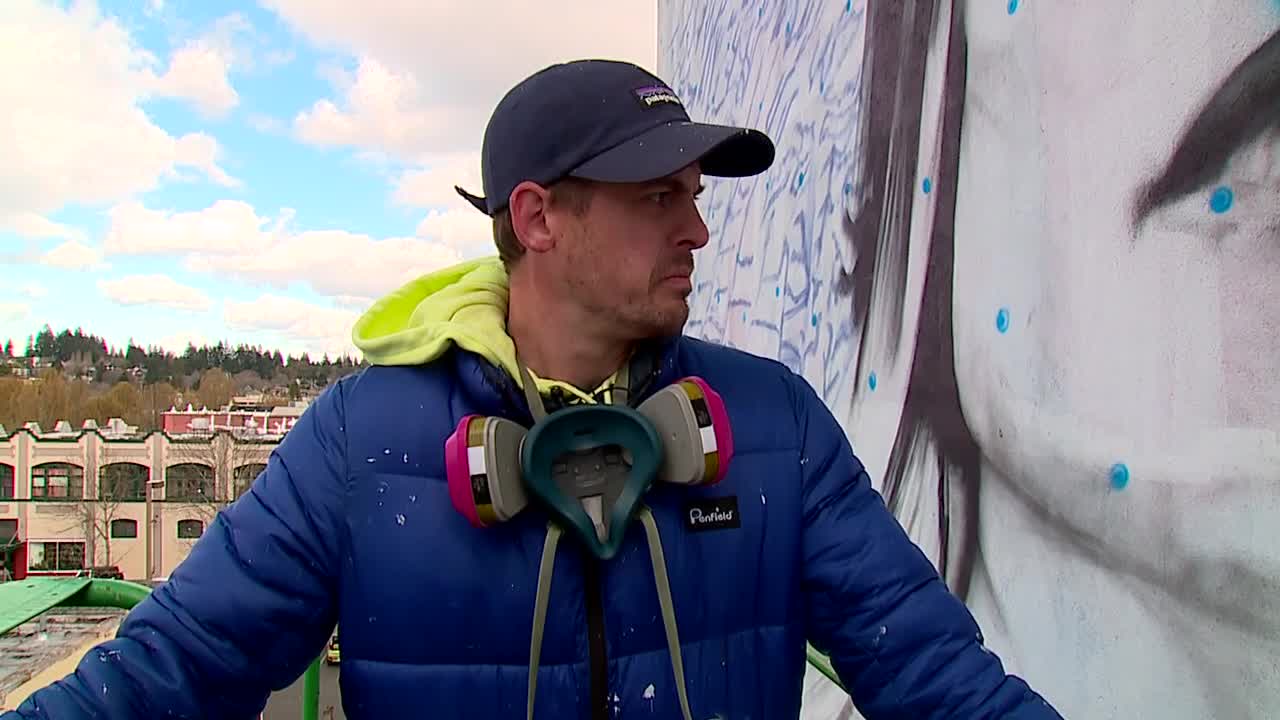 Artist behind Thurston County mural gives up close view
