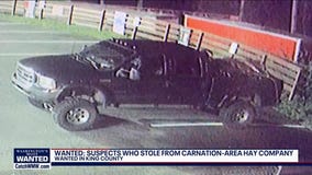 Unidentified thieves steal welder, crash stolen hay truck through gate in Carnation