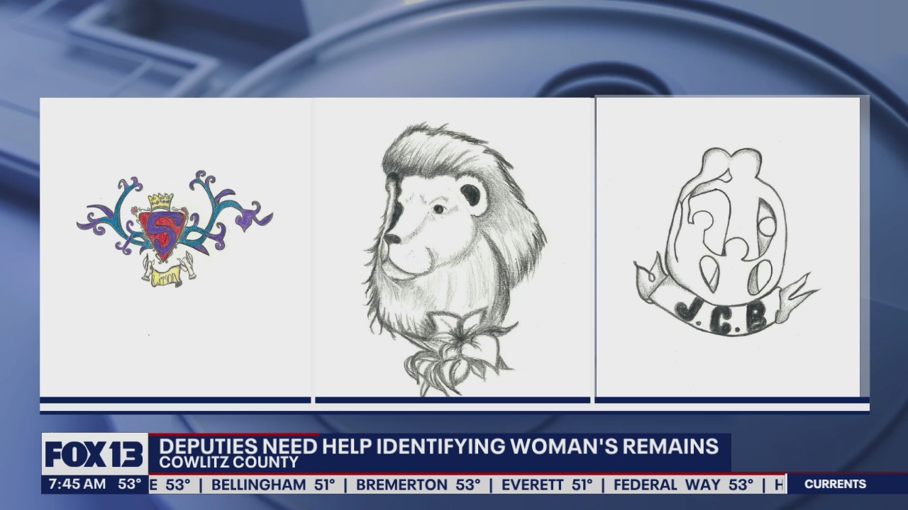 Cowlitz County Deputies need help identifying woman's remains, hired a local artist to recreate her tattoos