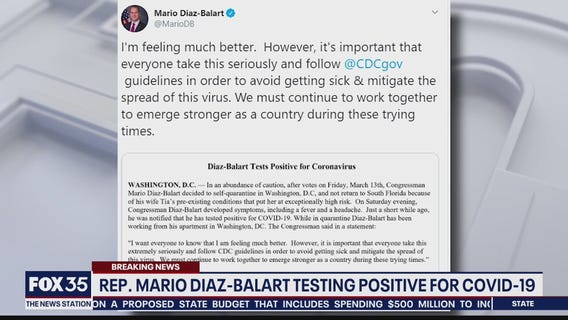 Florida Representative Mario Diaz Balart tests positive for coronavirus