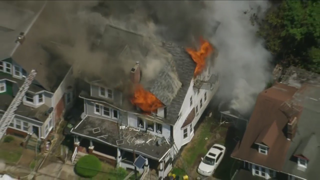 Fire burns at home in Trenton, New Jersey