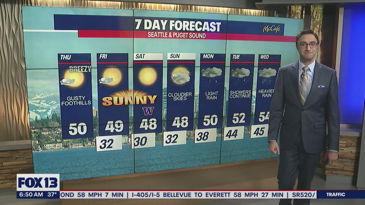 Wind Advisory will remain in effect through Thursday evening for the foothills of the Cascades