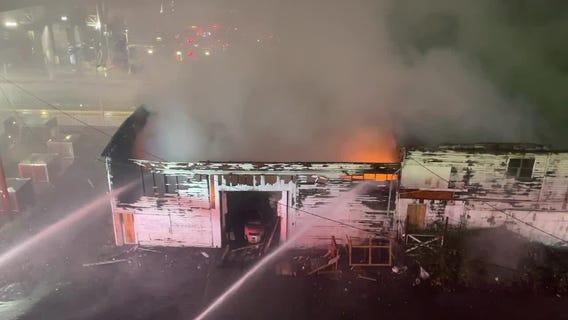 Video shows aerial view of Kent commercial fire