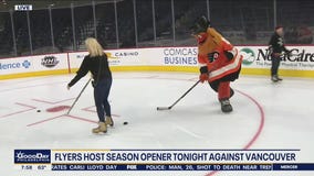Hitting the ice with Gritty ahead of Flyers season opener