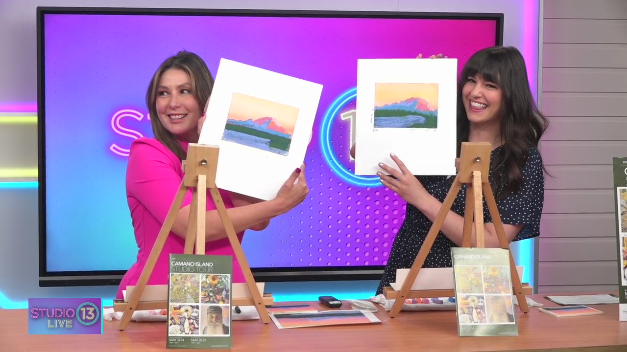 Carly and Mireya learn how to paint the PNW sunset + discuss Camano Island Studio Tour