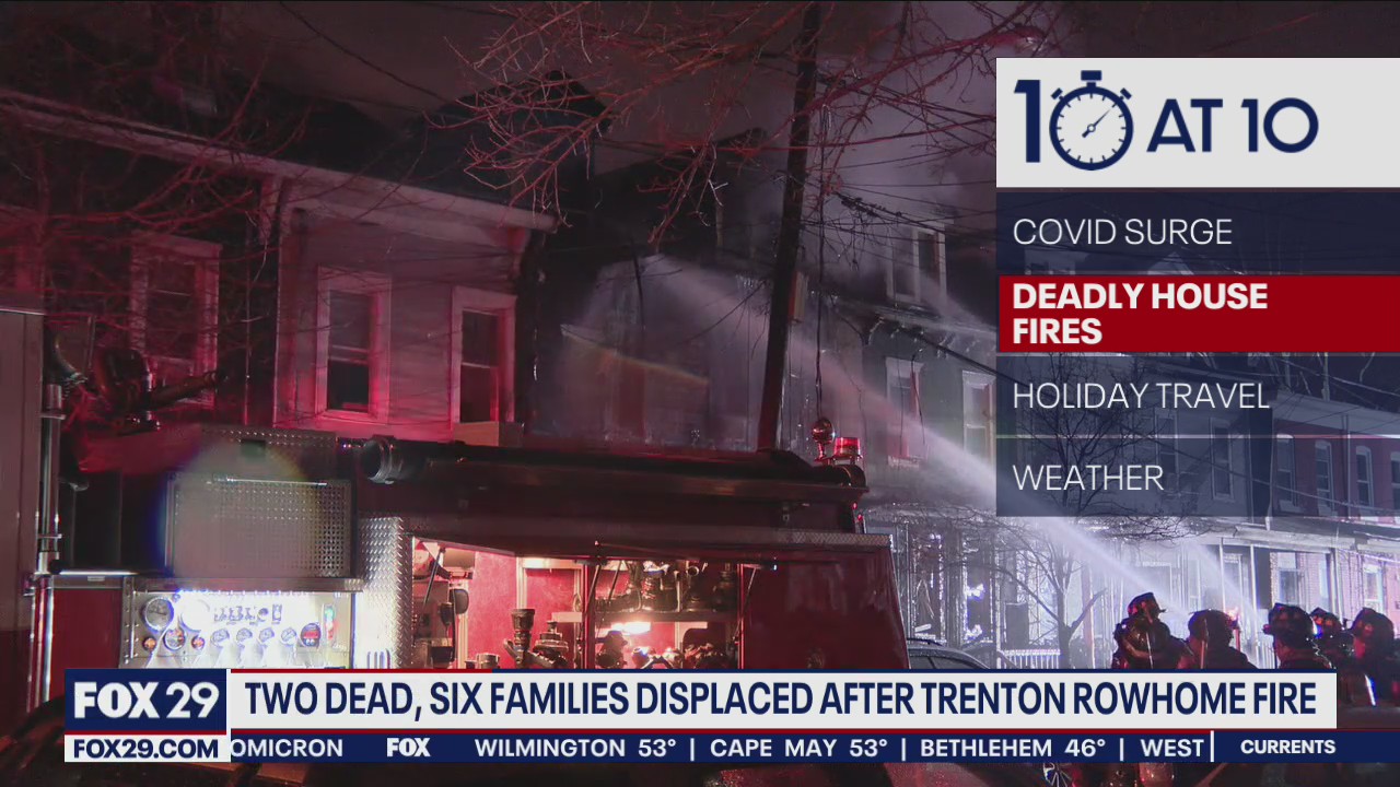 2 dead, families from 6 homes displaced after Christmas Day fire in Trenton