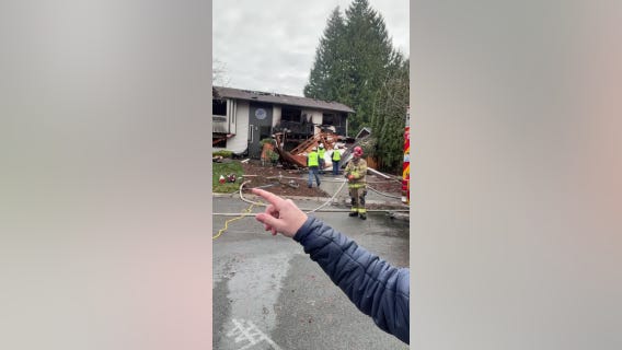 Natural gas explosion destroys home in Washington, shatters windows and sends garage door flying