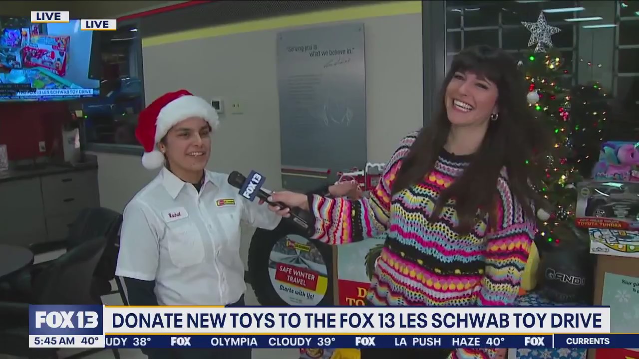 Donate new toys to the FOX 13, Les Schwab Toy Drive