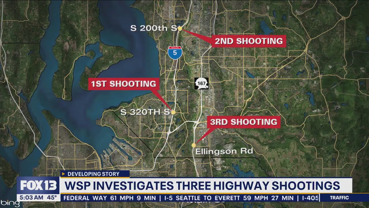 Washington State Patrol investigating three highway shootings