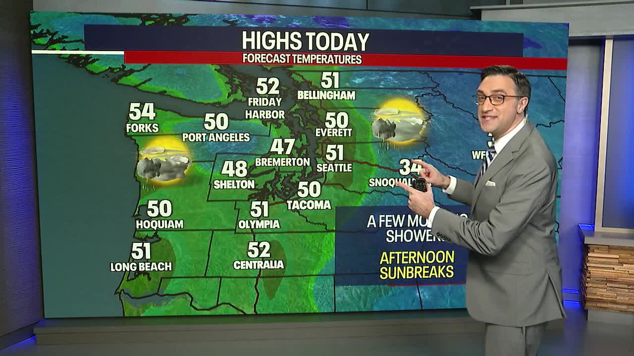 Few showers with afternoon sun breaks