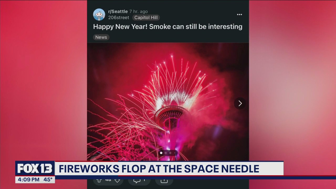 Fog rolls in just in time for Seattle's Space Needle fireworks show