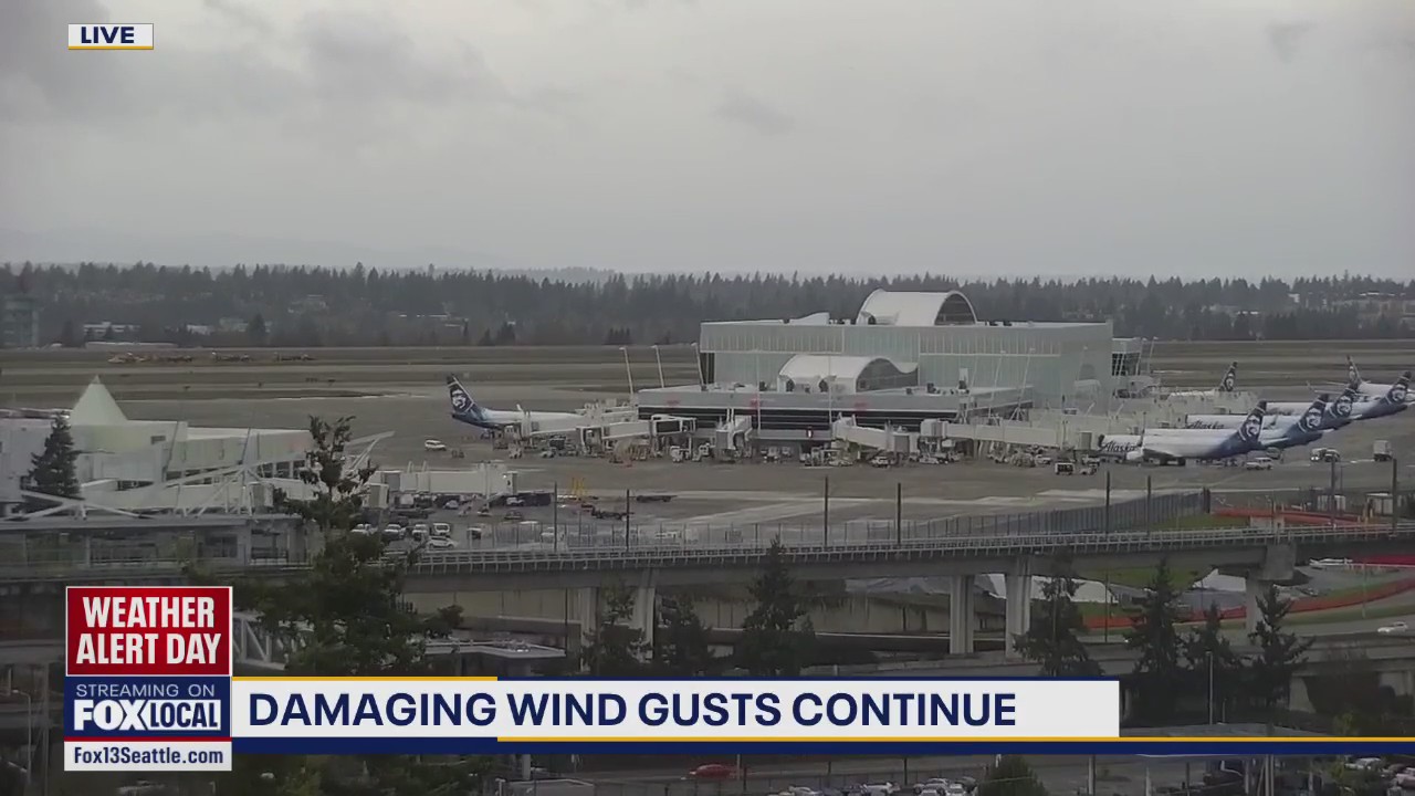 Damaging wind gusts reach the strongest point of the day