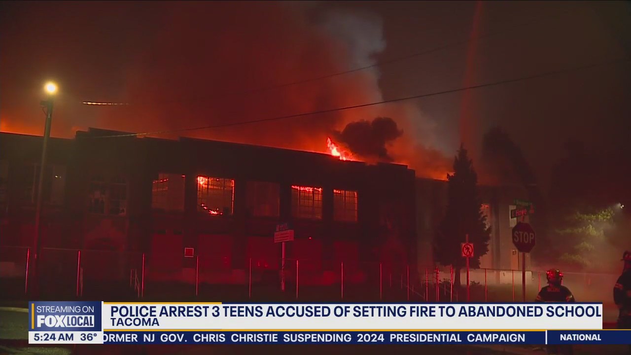 3 teens accused of setting fire at abandoned school in Tacoma