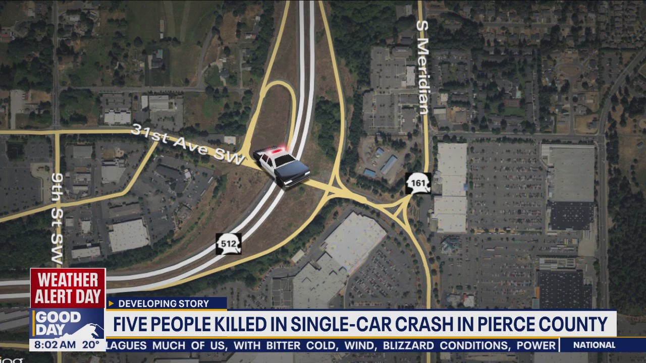 5 people killed in Pierce County car crash