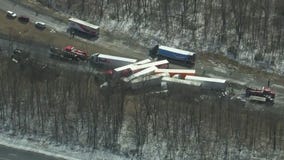 Aerial video shows aftermath of deadly pileup on I-81