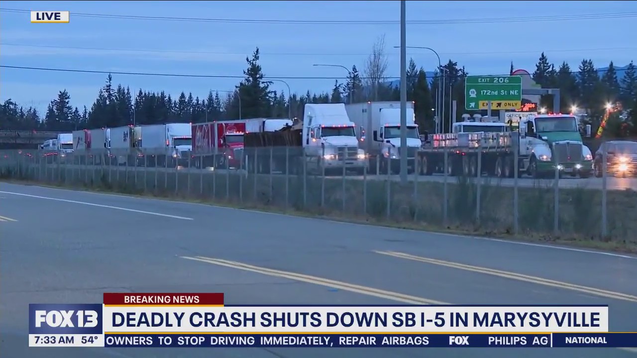 Deadly crash shuts down SB I-5 in Marysville | FOX 13 Seattle