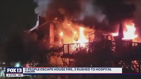 11 people escape house fire in Auburn