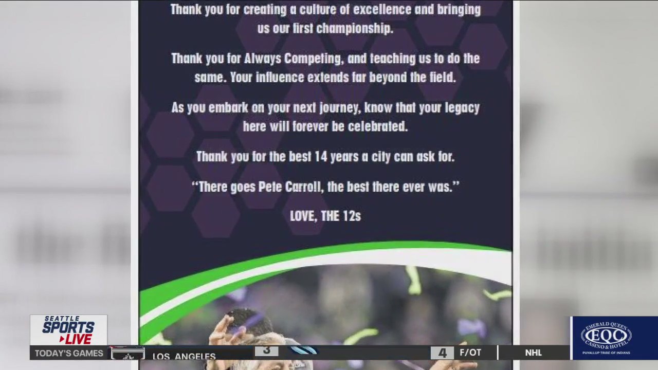 Seahawks fans crowdfund full-page Seattle Times ad thanking Pete Carroll