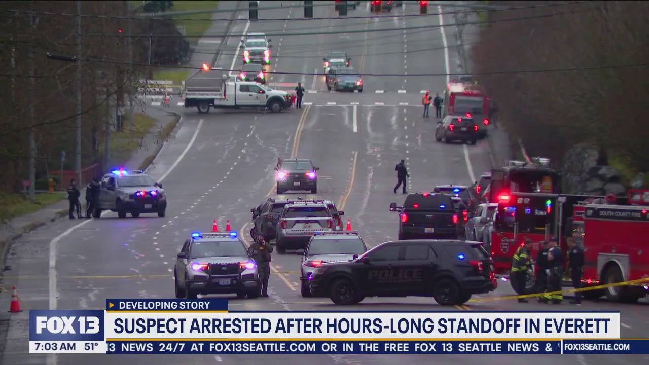 Suspect arrested after hours-long Everett standoff | FOX 13 Seattle