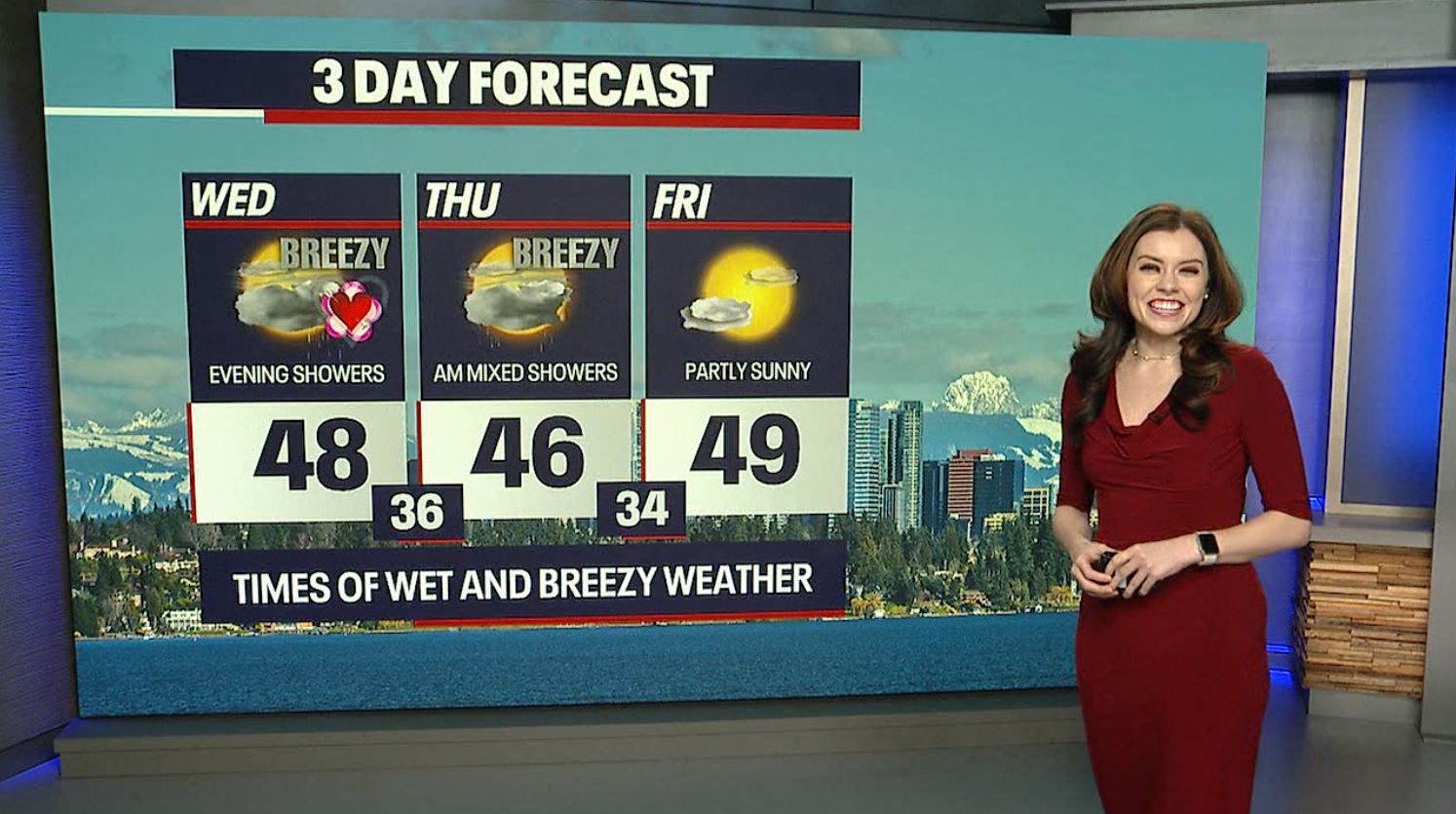 Seattle weather: Evening showers on Valentine's Day