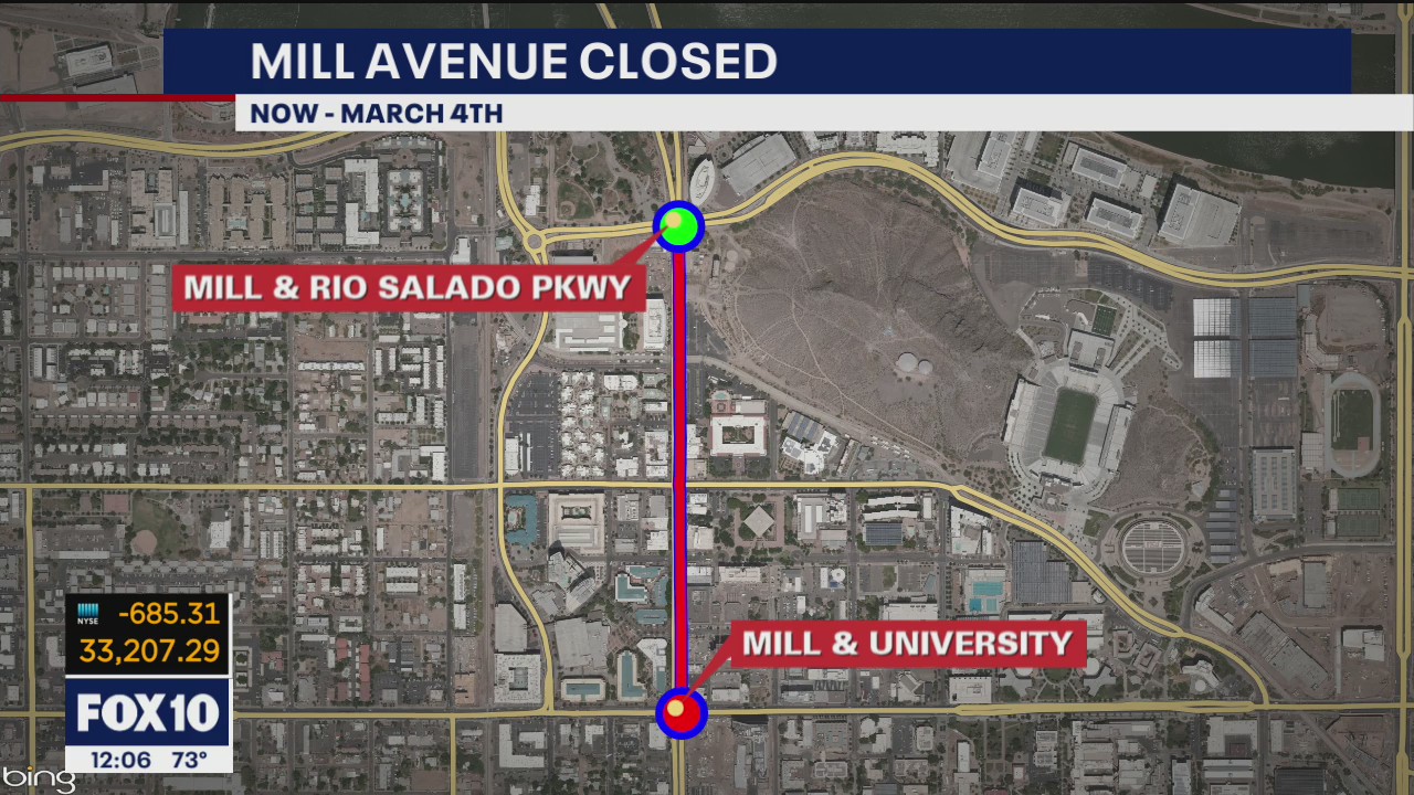 Mill Avenue closed for streetcar line work