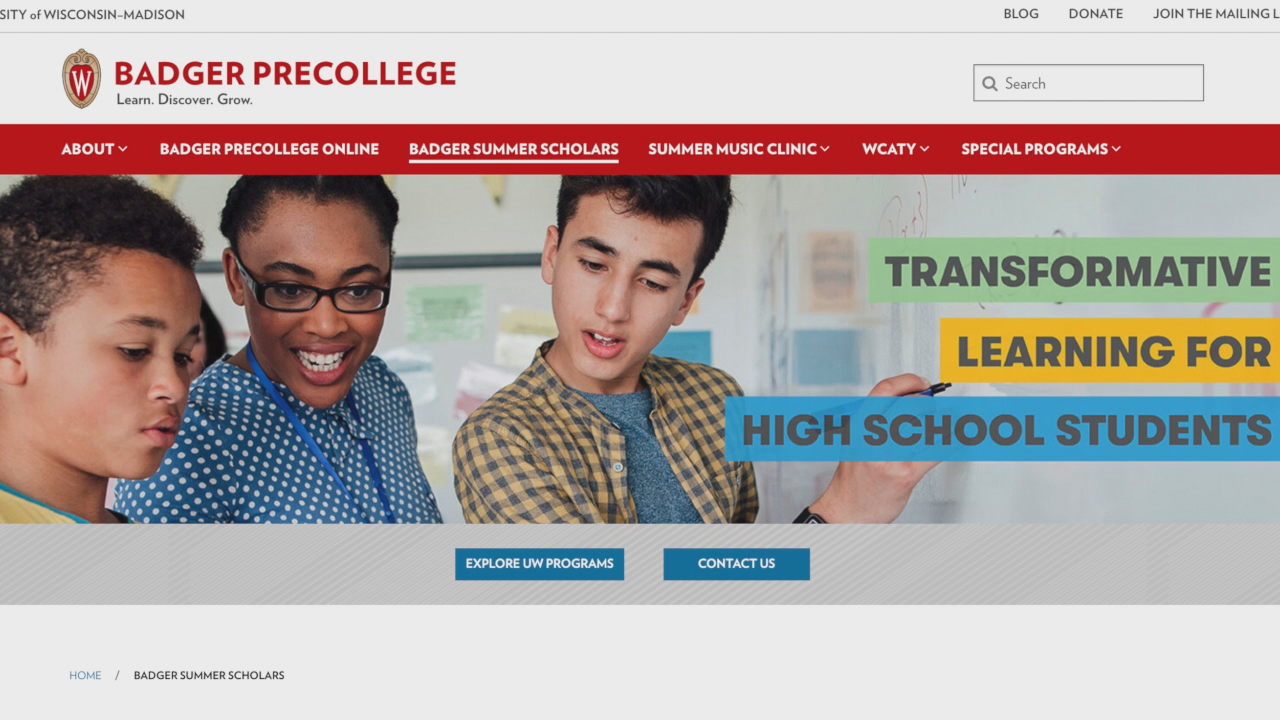 UW Badger Precollege programs prepare young students for higher ed