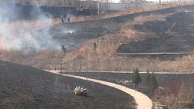 Large brush fire breaks out in Milwaukee's Menomonee Valley