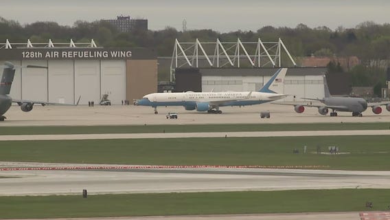Air Force Two arrives in Milwaukee