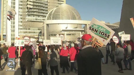 Service workers protest Google mega campus in San Jose