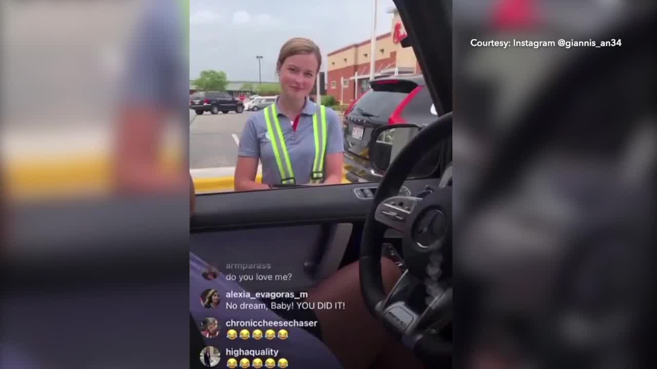 Giannis stops at Brookfield Chick-fil-A, managers react