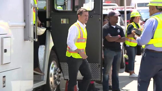 Transportation Secretary Pete Buttigieg tours aftermath of I-95 collapse