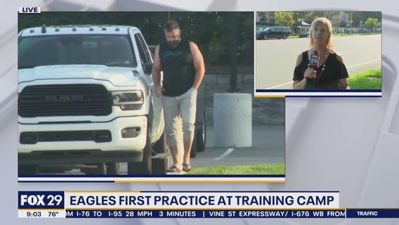 Eagles players report to first practice at training camp