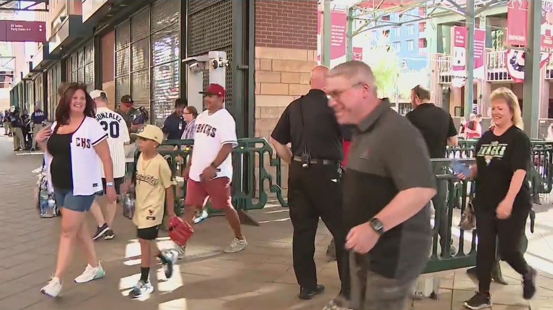 Fans line up at Chase Field in Downtown Phoenix for Arizona Diamondbacks' opening day