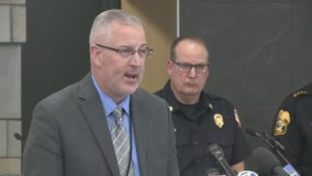 Waukesha Schools Superintendent Jim Sebert speaks with media