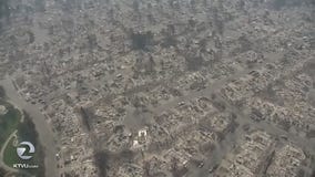 Extensive fire damage seen from above Santa Rosa