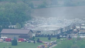 Aerial footage of Eagle fire, explosion