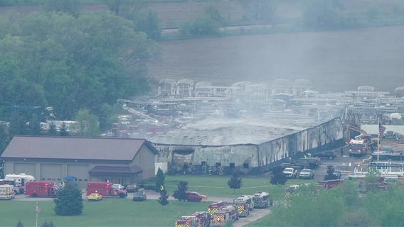 Aerial footage of Eagle fire, explosion