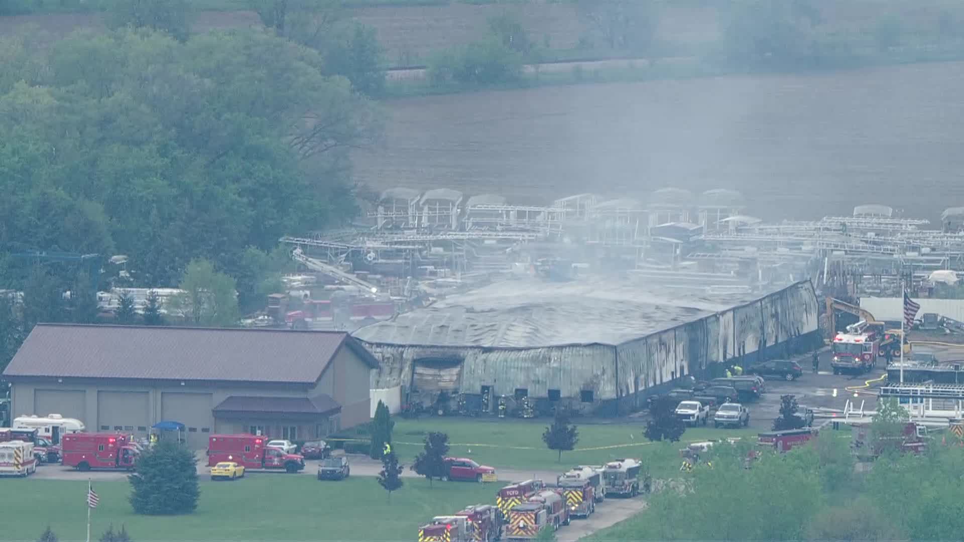 Aerial footage of Eagle fire, explosion