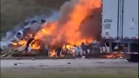 Crash, fire close I-43 in Ozaukee County