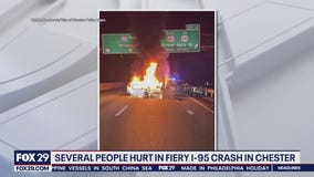 Fiery crash on I-95 in Delaware County sends several to hospital