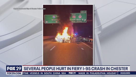 Fiery crash on I-95 in Delaware County sends several to hospital