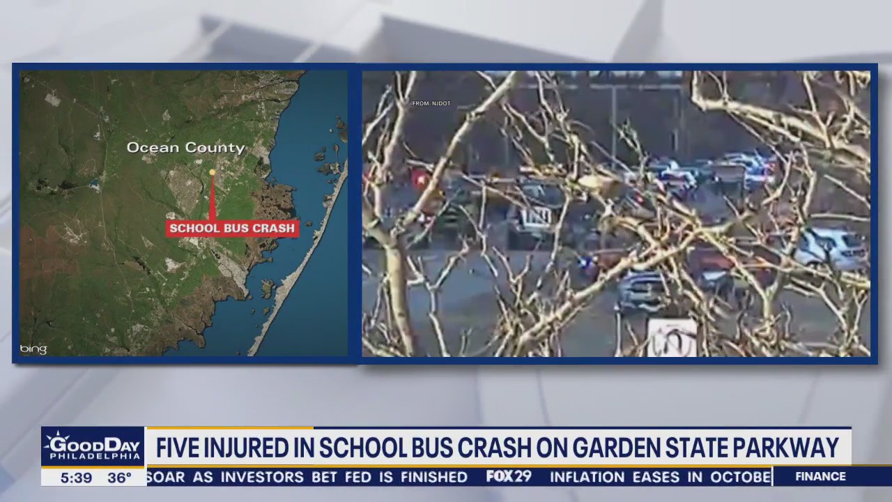 3 students injured after school bus overturns in Garden State Parkway crash: police