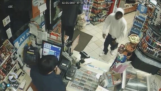 Police seek robbery suspect seen attacking Chevron clerk on video