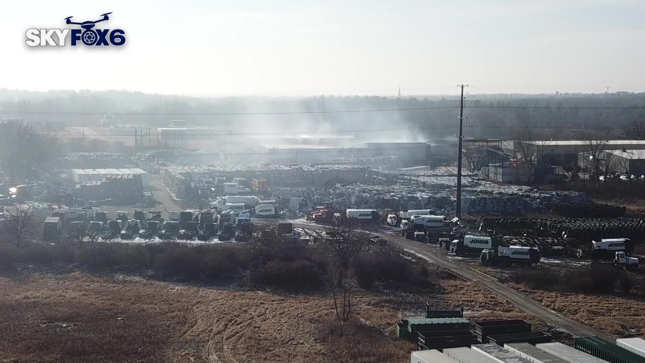 SKYFOX view of fire at John?s Disposal in Whitewater