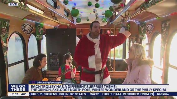 Holiday trolley with surprise themes takes riders on Christmas light tours