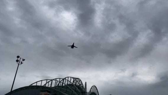 B-1 Bomber flies over American Family Field