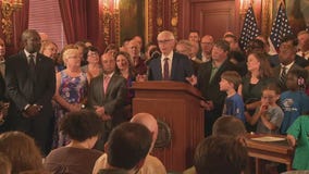 Wisconsin Gov. Tony Evers fields questions about partial vetoes on biennial budget plan